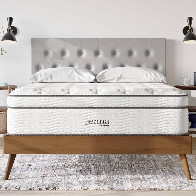modway jenna 14” innerspring and memory foam california king mattress with individually encased coil