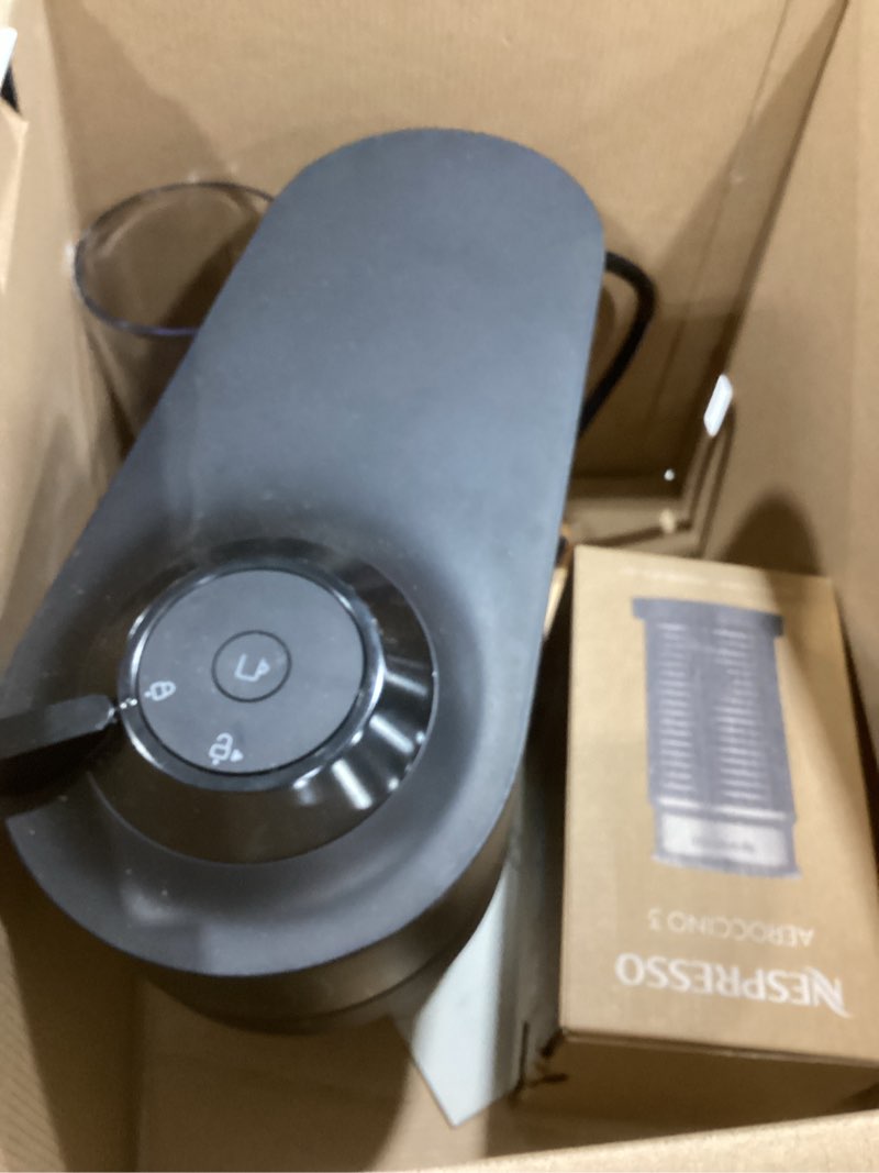 Condition photo showing As Is for Nespresso Vertuo Pop+ Coffee and Espresso Maker by Breville, Samra Origins by The Weeknd Vertuo Metad Green Machine and Nespresso Aeroccino3 milk frother Black/Green