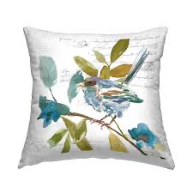 Stupell Industries Bird with Vintage Words Outdoor Pillow Design by Livi and Finn