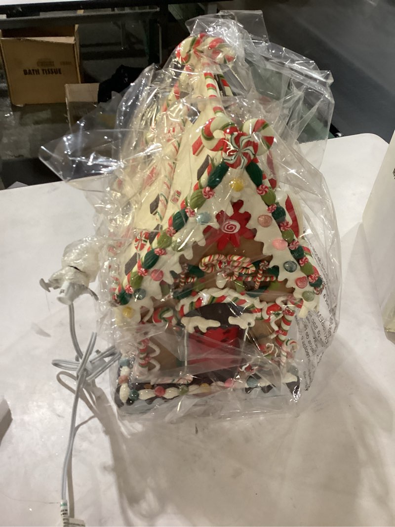 Condition photo showing Good Condition for Kurt Adler J3579 Claydough and Metal Cookie and Candy Lighted Decoration, 13-1/4-Inch Gingerbread House, Multi-Colored