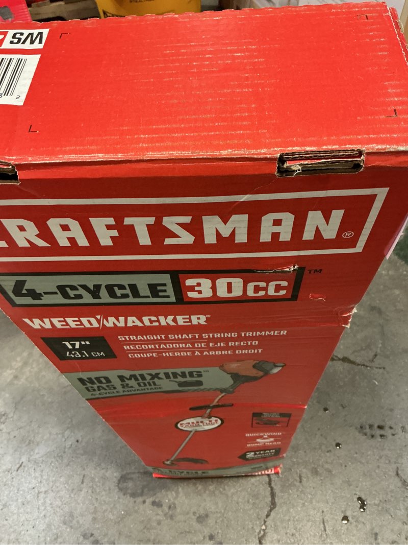 Condition photo showing As Is for craftsman ws4200 30-cc 4-cycle 17-in straight shaft attachment capable gas string trimmer