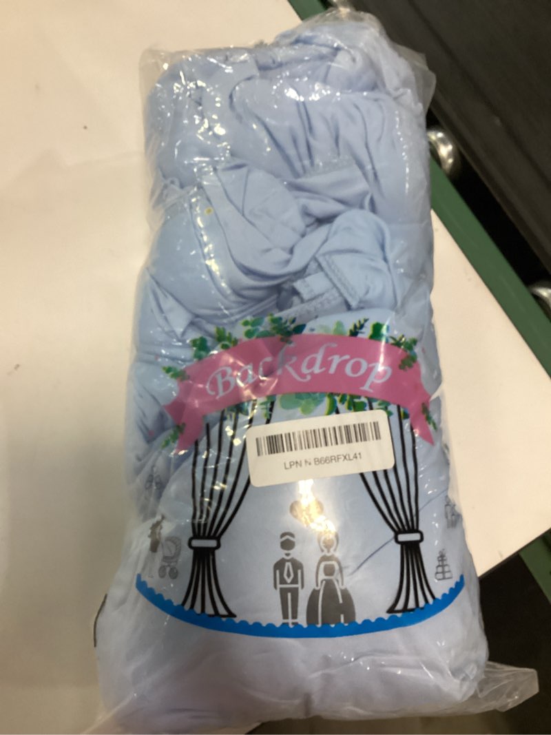 Condition photo showing Good Condition for 8x10ft baby blue backdrop curtains for wedding parties, wrinkle free polyester photography backdrop drapes for baby bridal shower birthday parties stage background stand decorations 4x10ft,2 panels w4' x h10'(2 panels) baby blue