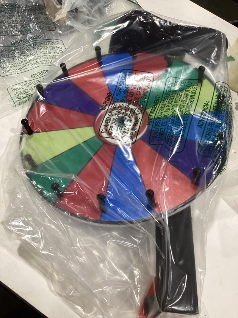 Condition photo showing Good Condition for 12 Inch Prize Wheel, 14 Slots Spinning Wheel for Prizes, Heavy Duty Base Spinner for Explosive Classroom, Birthday Moments, Parties