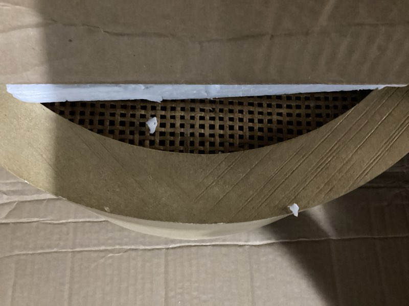 Condition photo showing Good Condition for kate and laurel ori transitional cane one-door arched wall cabinet, 15 x 8 x 24, natural, decorative rattan wall storage cabinet with three shelves for entryway or living room decor