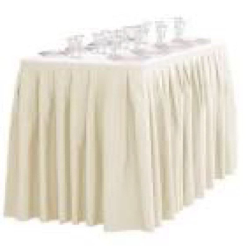 LTC LINENS Table Skirt for 4 Feet Rectangular or 48 Inch Round Table - 14 ft Ivory Pleated Table Ski