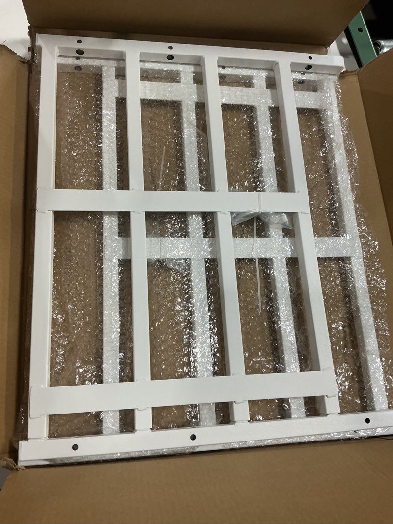 Condition photo showing New/Like New for Fixed Window Safety Guard 19”x 38” Adjustable Width Prevents Accidental Falls, Non-Egress, Tamper Resistant Screws Included, White, Single Pack 19x38 inches