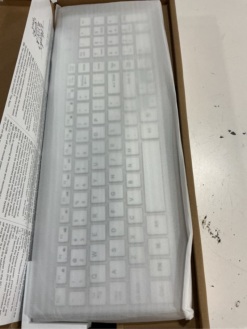 Condition photo showing Good Condition for fenifox wireless keyboard and mouse, rechargeable usb c combo silent quiet compact full size flat with number pad soft cover for mac macbook imac windows pc laptop computer office - white