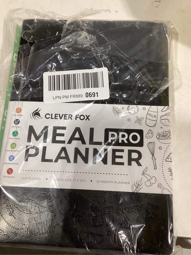 Condition photo showing Good Condition for Clever Fox Meal Planner PRO – Weekly Meal Prep Journal with Grocery List & Weigh Loss Tracker – Diet, Fitness & Welness Log Book – Nutrition Diary Notebook – Lasts 12 Months, 7x10” (Black) Smaller Than A4 (7x10'') Black