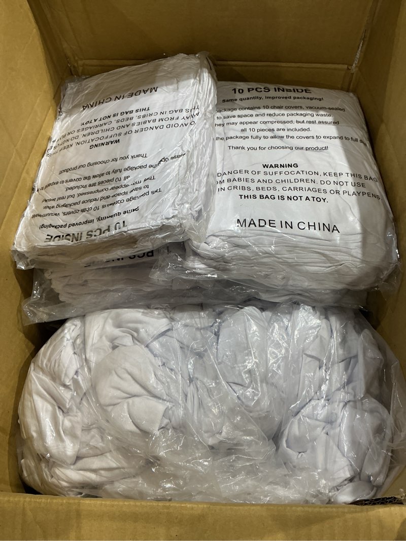 Condition photo showing As Is for similar to 100 pcs white folding chair cover washable removable universal fitted chair cover protector for wedding party banquet holidays celebration decoration chair covers white 100