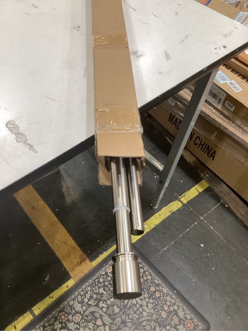 Condition photo showing Good Condition for curtain rods for windows 72 to 144 inches - aluminium finials and brackets - 1 inch diameter decorative curtain rods - adjustable heavy duty drapery rod - brushed nickel finish brushed nickel 72-144"