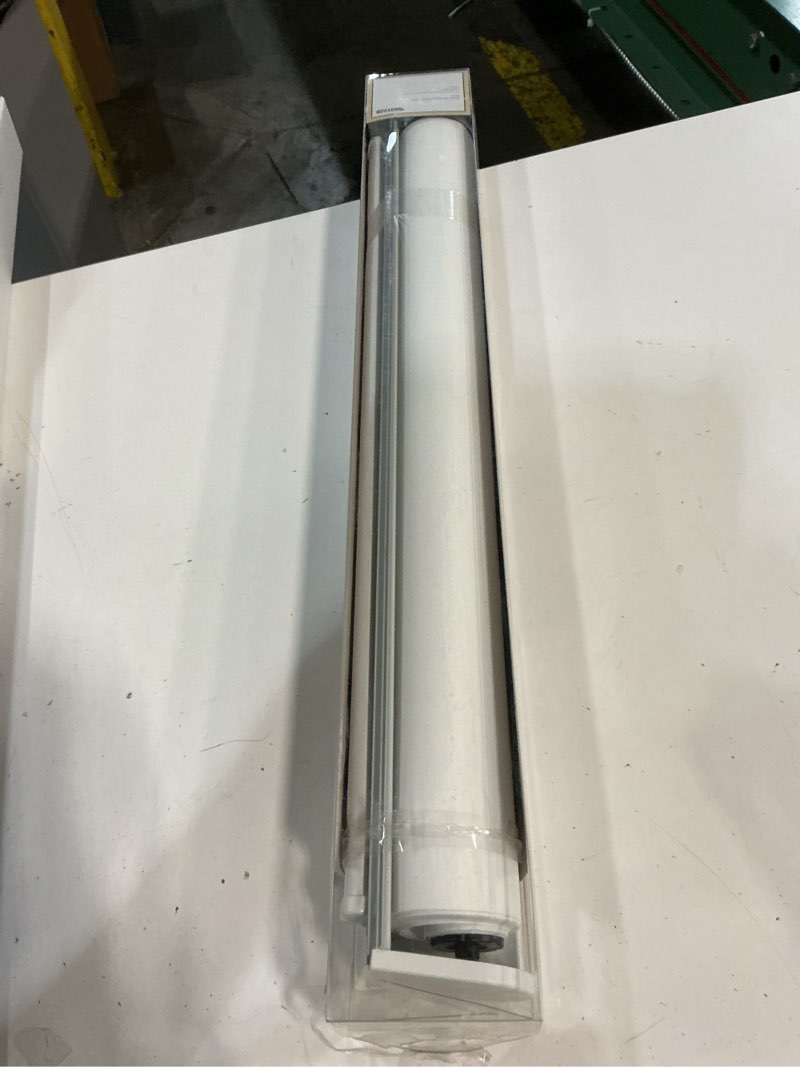 Condition photo showing Good Condition for allen + roth 23-in x 72-in white room darkening cordless roller shade