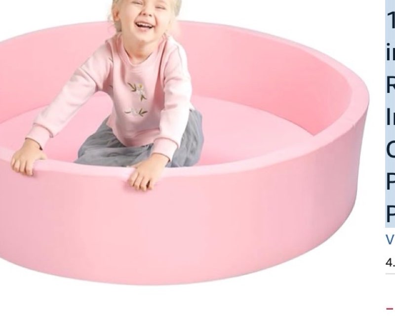 trendbox extra large soft foam ball pit 51.2" x 11.8" (no balls) in large sponge round ball pool indoor round children toddler playpen - light pink