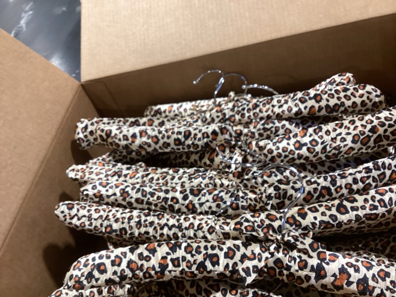 Condition photo showing Good Condition for Jetec 24 Pieces Satin Padded Hangers with 360° Swiveling Hook Sponge Shoulder Pads Hanger for Coat, Sweaters, Blouse, Wedding Dress, Women Cloths(Leopard Style)