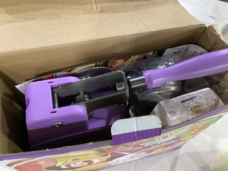 Condition photo showing Good Condition for (not tested)button maker machine 58mm (2.25 inch), diy button pin maker machine comes with free button parts, circle cutter, cutting board, pattern paper, holographic bags, colored film, and protective caset
