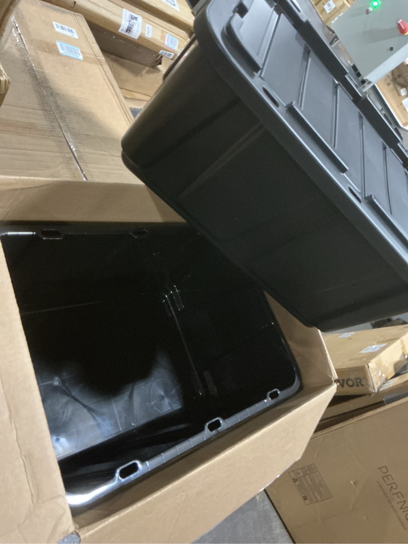 Condition photo showing As Is for (missing 3 lids) iris usa utb-27 27 gallon utility tough tote, 4 pack, 27 gal, black/black, 4 piece