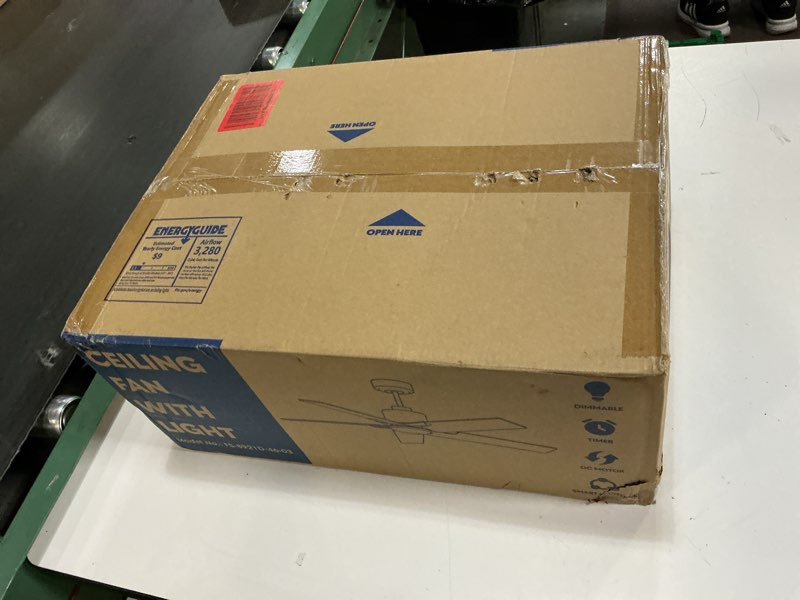 Condition photo showing New/Like New for 46 Inch Ceiling Fans with Lights and Remote Control for Bedroom, Modern Nickel Ceiling Fan with Quiet Reversible DC Motor, 3CCT, Dimmable, LED Lighting for Living Room, Patio, Indoor and Outdoor Nickel 46 INCH