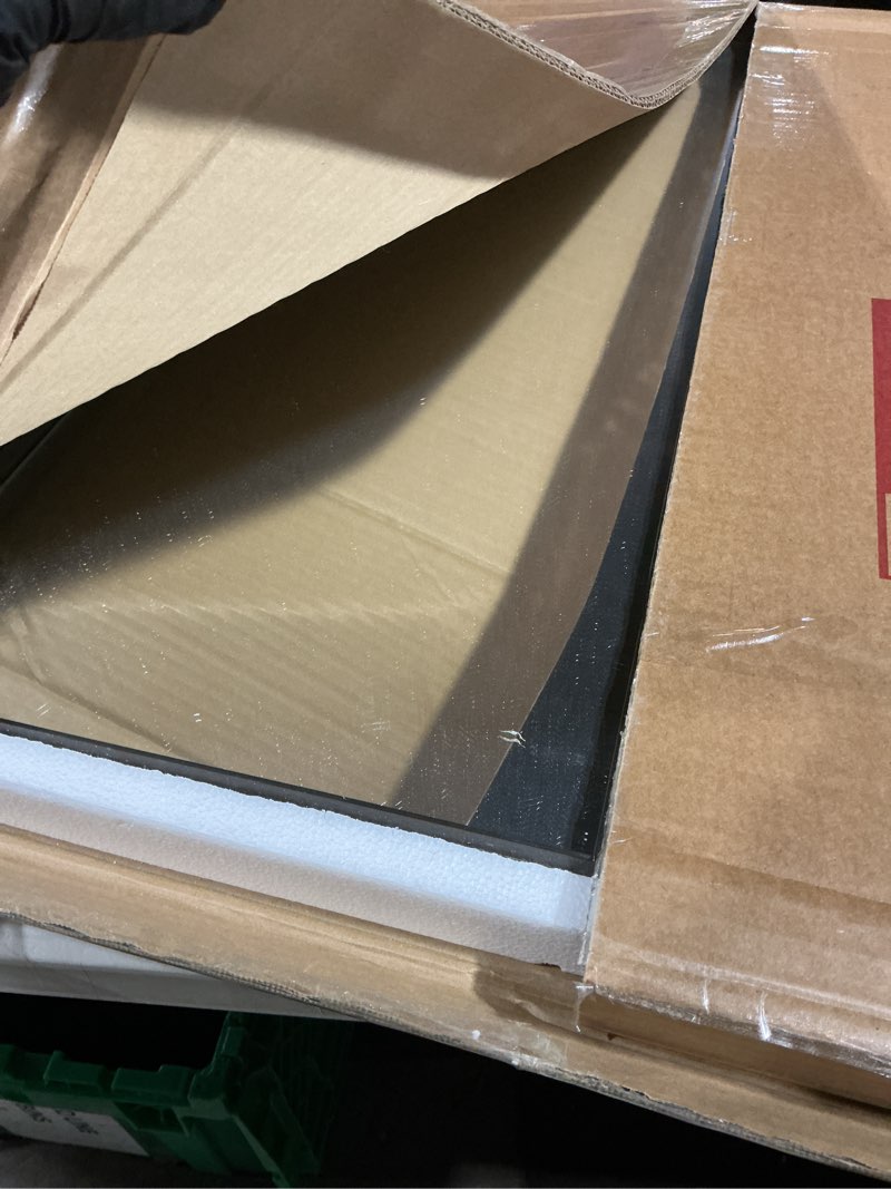 Condition photo showing As Is for Bronze Bathroom Mirror 24x32 Inch, Brushed Bronze Metal Frame Mirror for Wall, Rounded Rectangle Bathroom Vanity Mirror with Tempered Glass, Anti-Rust, Horizontal/Vertical Bronze 24"L x 32"W