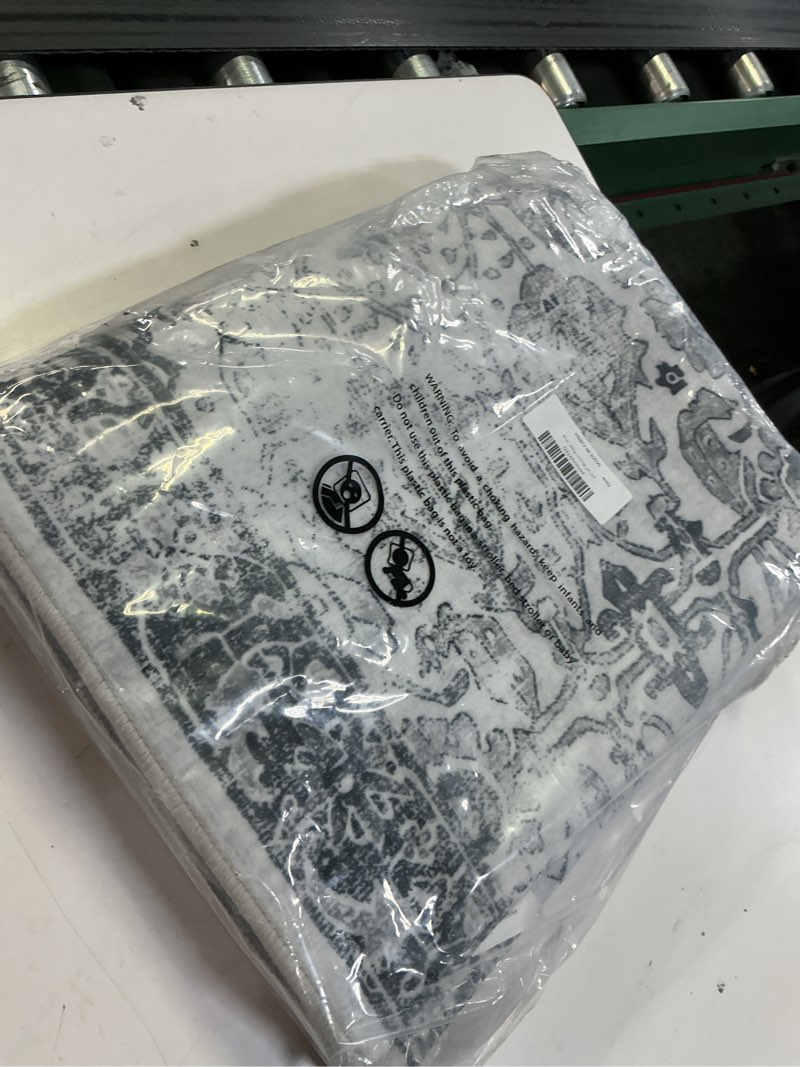 Condition photo showing Good Condition for hallway runner rugs for kitchen boho washable rug runners 2'6''x8' non slip grey long rugs low pile 8ft soft vintage carpet runner for hallways, kitchen, bedroom, entryway, gray 2'6''x8' grey