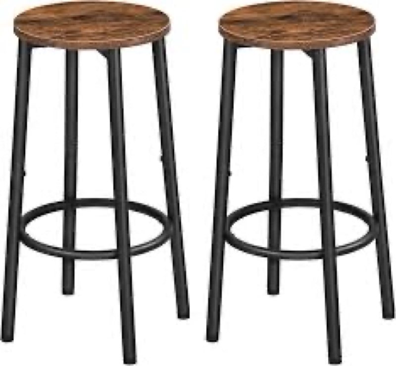 HOOBRO Bar Stools, Set of 2 Bar Chairs, Kitchen Round Height Stools with Footrest, Breakfast Bar Sto
