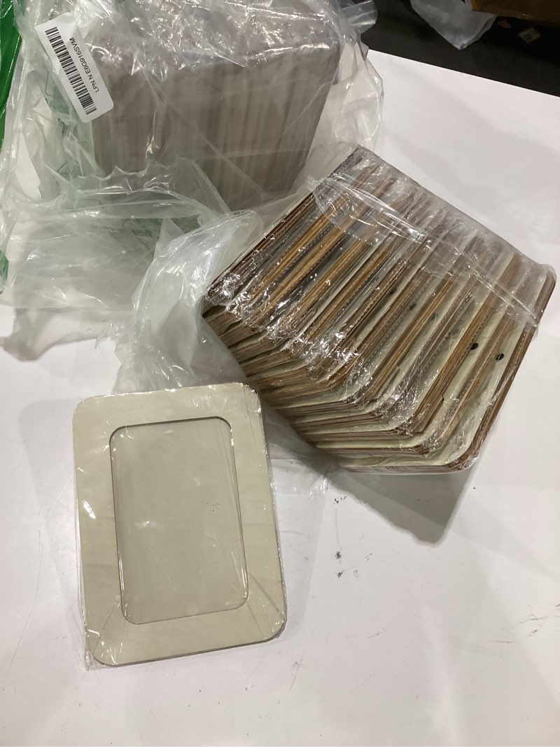 Condition photo showing Good Condition for vokoy 50 pack wooden picture frames for crafts, diy wood craft picture frames bulk for 4" x 6" photos,unfinished standing photo frames diy crafts wood decorate for birthday party gifts rectangular shape 50pack