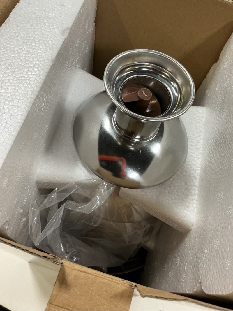 Condition photo showing Good Condition for chocolate fountain machine – electric stainless steel fondue fountain, 4-tier, 4-pound capacity for chocolate, candy, butter & cheese, heated bowl & dual controls