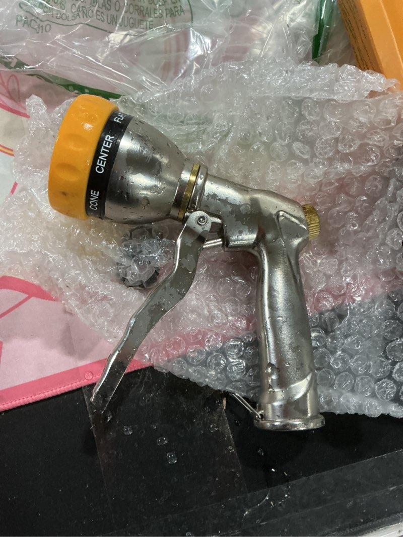 Condition photo showing As Is for FANHAO Garden Hose Nozzle Sprayer, 100% Heavy Duty Metal Water Hose Sprayer with 7 Spray Patterns, High Pressure Spray Nozzle for Watering Plants & Lawns, Washing Cars & Pets Front Trigger - 7 Patterns