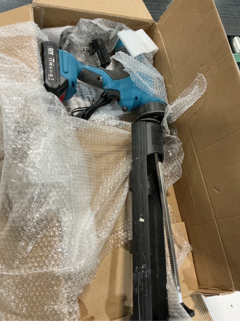 Condition photo showing As Is for SEESII Electric Caulking Gun 29oz, Cordless Caulk Gun with a 2000mAh Battery, Stepless Speed, Anti-Drip, Led Light, Battery Powered Caulking Gun for Filling, Sealing (Sky Blue)