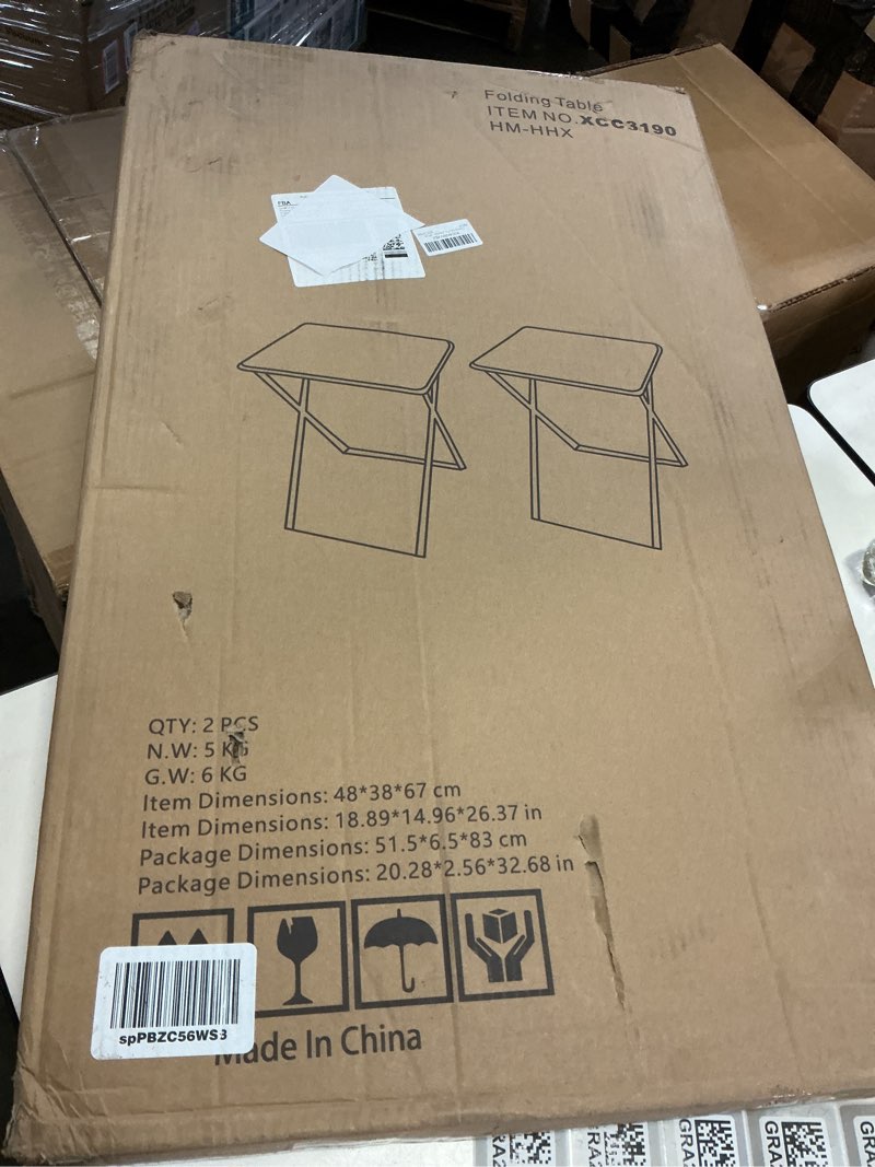 Condition photo showing New/Like New for TV Tray Table,Folding Table with Cup Holder Portable,Foldable Snack Tray for Eating,Small Folding Tables Set of 2,Dinner Tables for Couch, Living Room,Small Space (White Marble,2Pcs) White Marble 2PCS