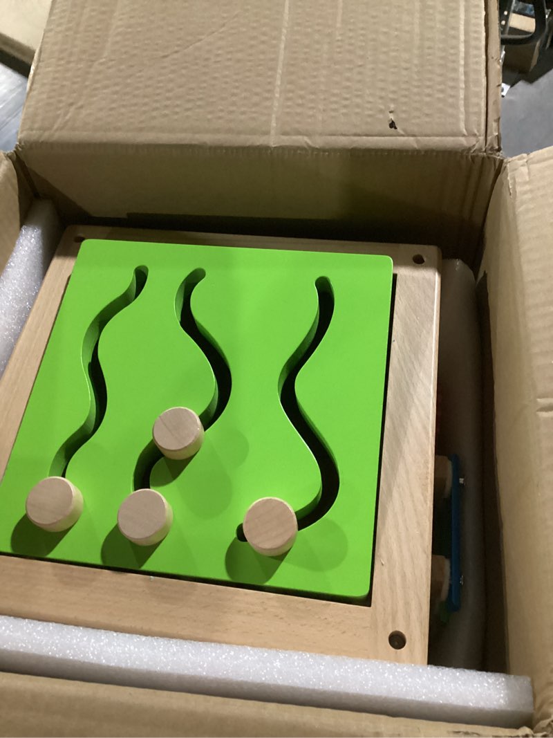 Condition photo showing Good Condition for 9-in-1 Wooden Activity Cube | Wooden Baby Walker, Sit-to-Stand Learning Walker Activity Center, Early Educational Push & Pull Toys for Baby Toddler Boys Girls, Height & Brake Adjustable Activity Cube Walker