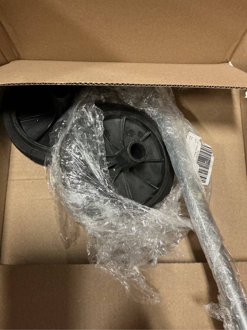 Condition photo showing As Is for homoyoyo garbage can wheels replacement set outdoor trash bin castors with hollow shaft universal fit plastic rubber accessories for easy maneuvering (1.2 * 7.2in rubber wheels*2+18.90in hollow axle)
