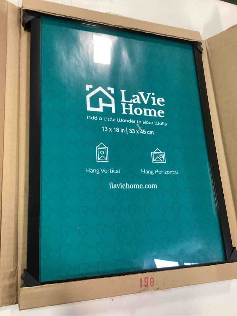 Condition photo showing Good Condition for LaVie Home 13x18 Picture Frame for Wall Display, 13x18 Black Picture Frame with HD Plexiglas, 13 x 18 Poster Frame 1 Pack, Display Frame for Vertical or Horizontal, Classic Collection