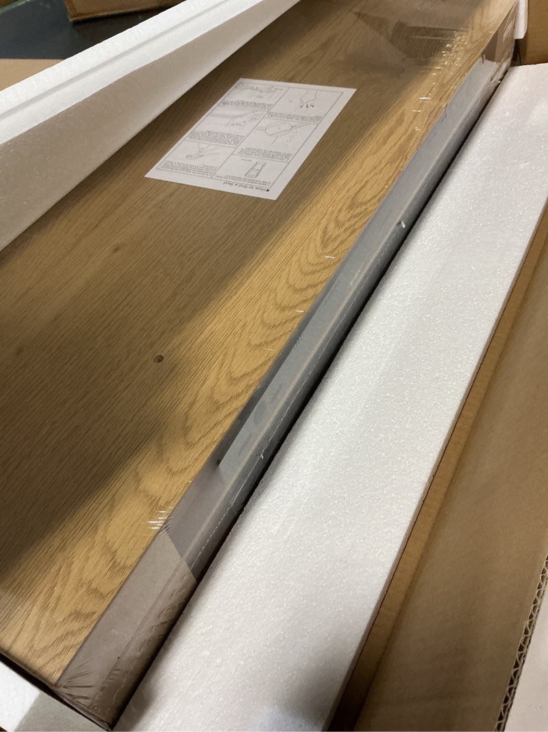 Condition photo showing New/Like New for Floating Shelves 36 Inch Long, 12 Inch Deep Floating Shelves for Wall, 36 x 12 Shelves for Wall Storage & Display, 2" Thick Floating Shelf for Bathroom, Living Room, Bedroom, Oak Color, Set of 2 Oak 36"W x 12"D, 2 Pack