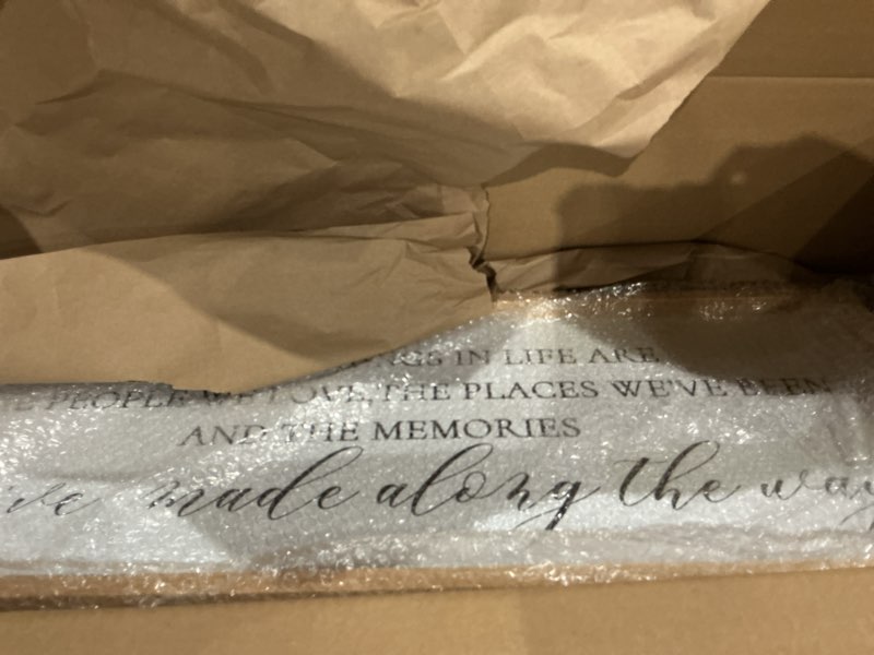 Condition photo showing Good Condition for the best things in life wall decor sign 32 x 12 inch memories inspirational quotes wood framed family entryway living room home wall art for farmhouse bedroom room (wood)