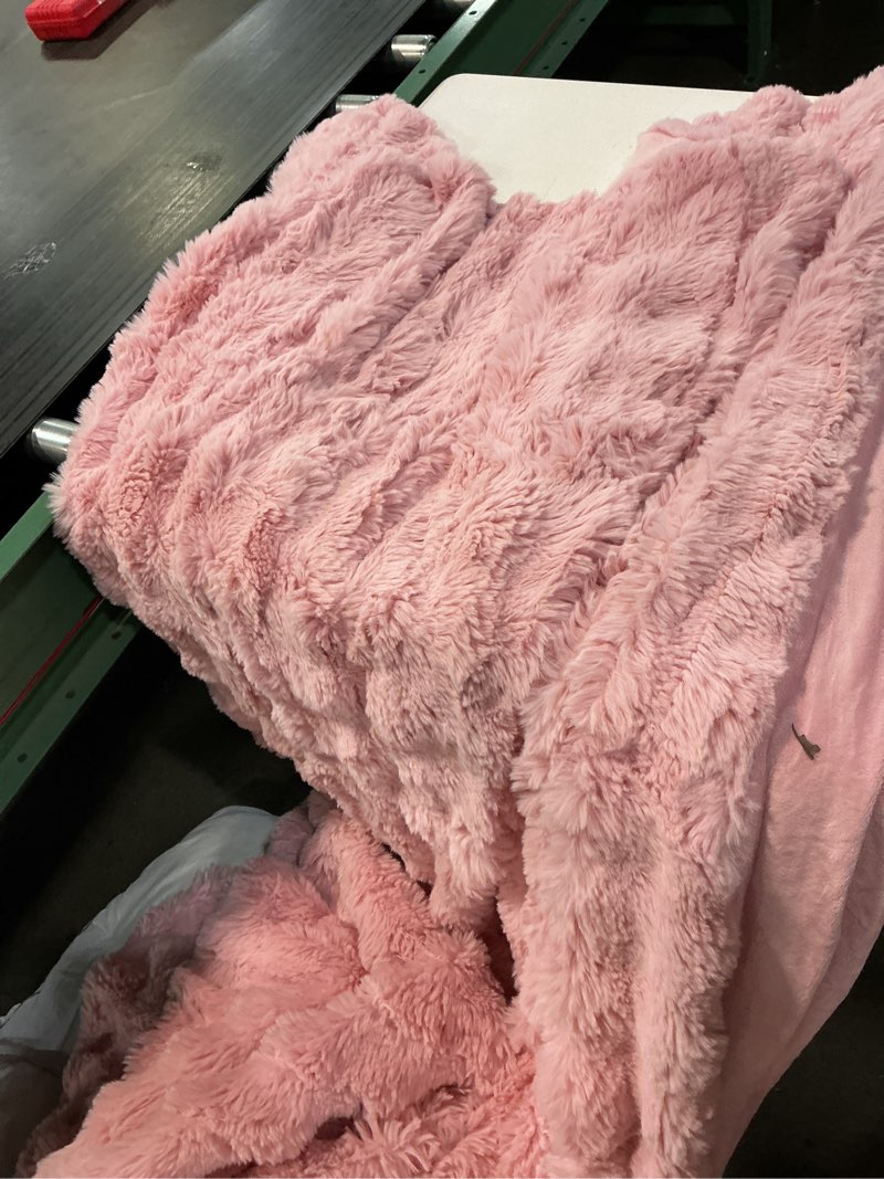 Condition photo showing As Is for fleece blankets,35mm plush blanket,super soft throw blanket, warm blankets, super soft and warm blankets for couch for couch, bed, all season use(light pink,(51"x63"))