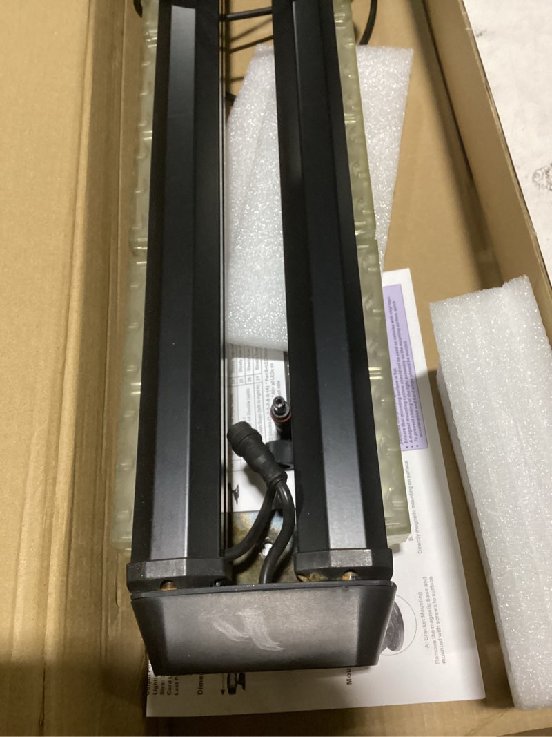 Condition photo showing As Is for WOWTOU Roof Top Safety Flashing 80 LED Amber White Emergency Strobe Light Bar for Trucks Snow Plows Construction Vehicles, Strong Magnetic Double Side Caution Warning Beacon Lights Amber / White