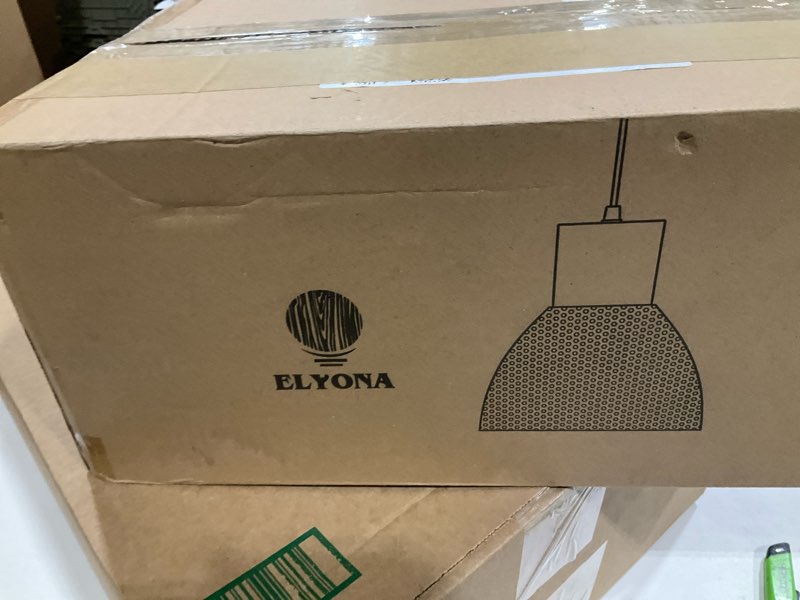 Condition photo showing New/Like New for ELYONA 2 Pack Hammered Pendant Lights, 10.2” Industrial Metal Solid Wood Hanging Lamp, Modern Island Pendant Light Fixtures for Kitchen Bar, Farmhouse Dining Room, Bedroom, Living Room, Office, Black Medium Black - 2 Pack