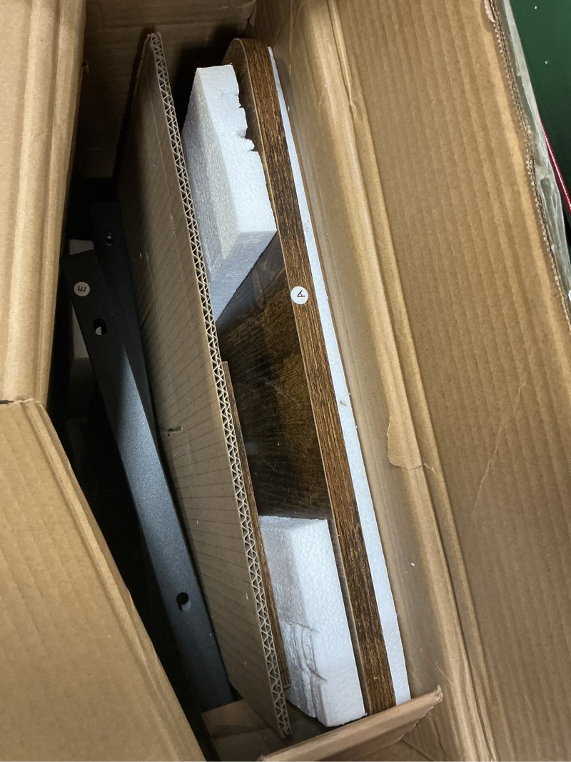 Condition photo showing Good Condition for 32" Height Adjustable Standing Desk with Power Outlets - Manual Rolling Stand Up Desk with Wheels Small Portable Computer Desk Mobile Laptop Table with Storage Shelves for Home Office, Rustic 32'' Rustic