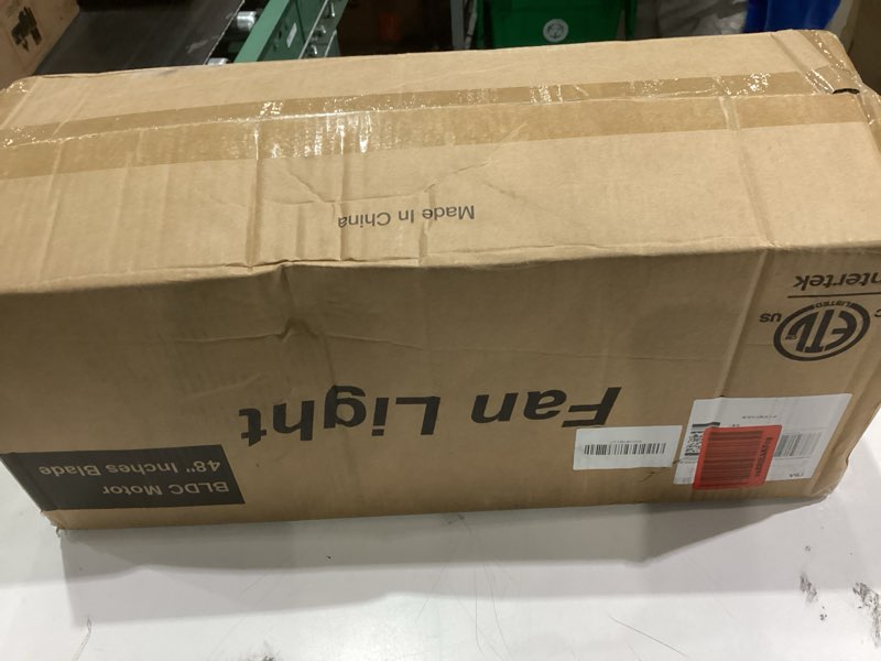 Condition photo showing Good Condition for 48" Ceiling Fan with Light amd Remote, White Flush Mount Ceiling Fan with 3 Blades,3 Color Light, 6 Speed, Queit DC Motor, for Bedroom/Outdoor/Patios, White 48" White Flush Mount