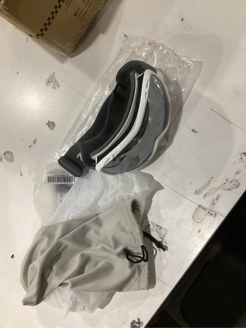Condition photo showing New/Like New for ZIONOR Lagopus B1 Ski Goggles OTG Anti fog Snow Goggles UV Protection Snowboard Goggles for Men Women Adult Youth One Size A0-vlt 10.5% White Frame Silver Lens