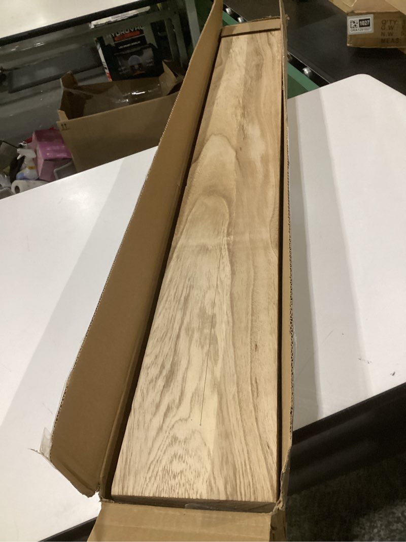 Condition photo showing Good Condition for wood floating shelves for wall, wooden wall shelves for bedroom, mounted shelves for living room, set of 4 light brown 48 inch