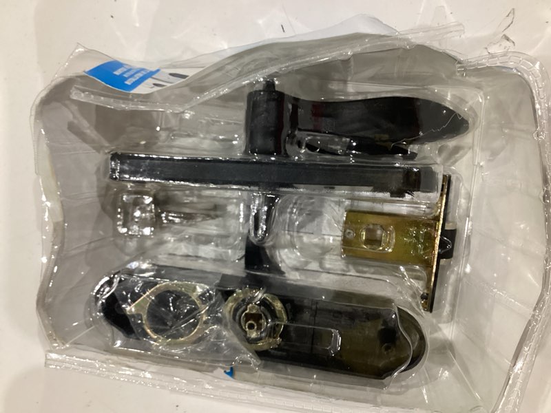 Condition photo showing As Is for wright products serenade mortise keyed lever mount latch with deadbolt fo wood core storm doors, matte black