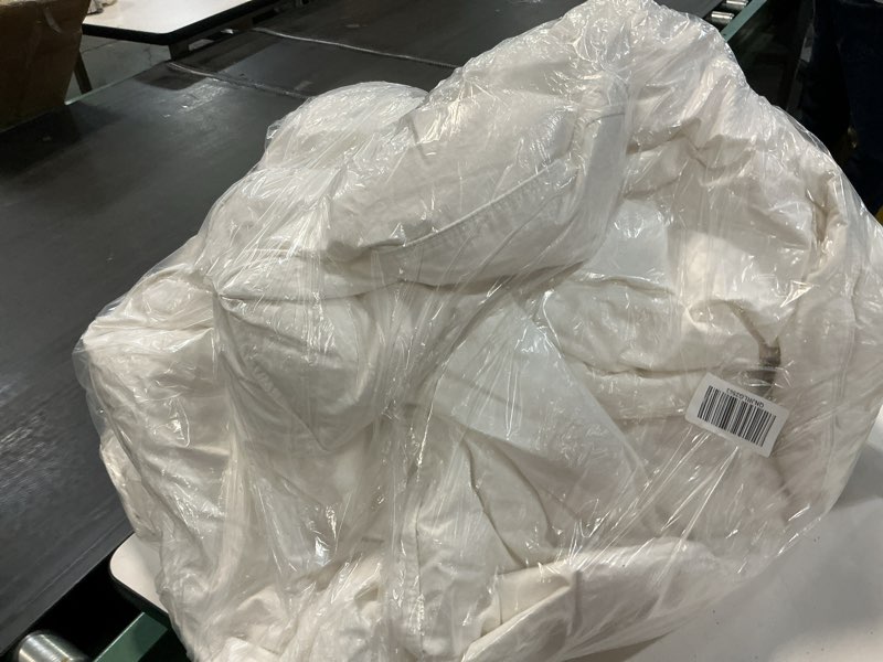 Condition photo showing As Is for luxe goose down comforter, twin, white