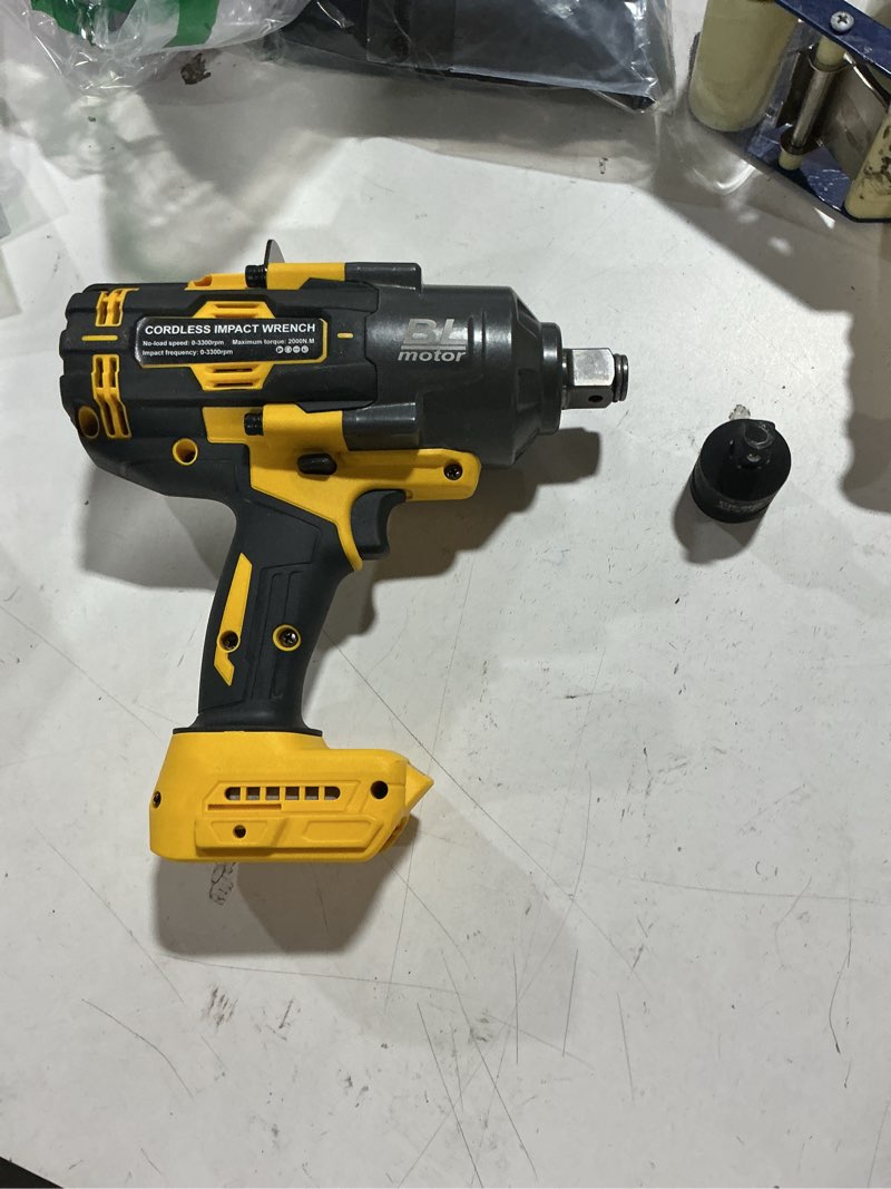 Condition photo showing Good Condition for cordless impact wrench 3/4" compatible with dewalt 20v battery, 1475 ft-lbs (2000n.m) high torque power impact gun heavy duty brushless, 3 mode, 1/2" impact socket adapter (no battery) 2000n yellow for dewalt battery