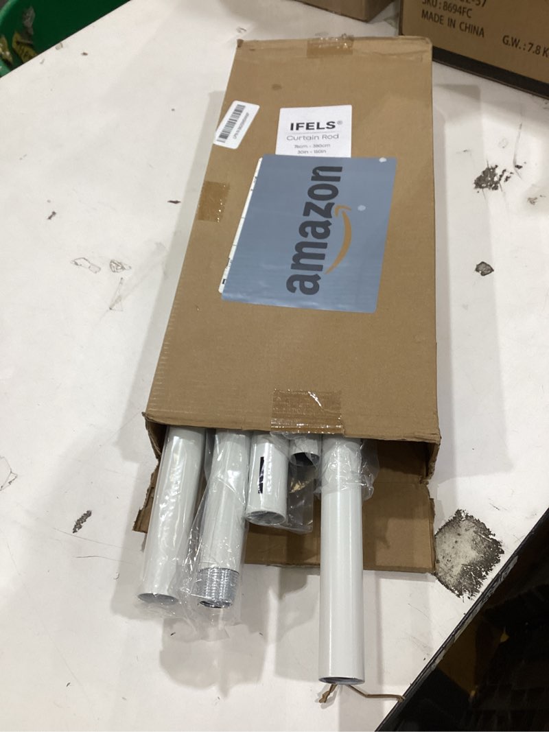 Condition photo showing New/Like New for 2 pack heavy duty curtain rods for windows 72 to 144 inch, 1 inch white adjustable curtain rod set with easy installation and modern design (a1,white,30-150",2pack) 30"-150"|2pack white