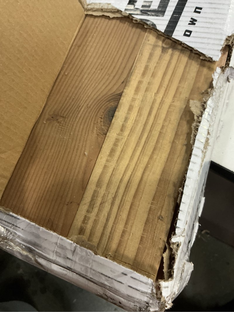 Condition photo showing Good Condition for Luxdecor Real Reclaimed Wood Planks for Wall-10 Pieces Easy Nail-Up Shiplap Rustic Style 6" Wide Wood Shiplap Panels for Wall 19.44 Sq Ft (Natural Weathered Brown) 03-Reclaimed Wood Planks