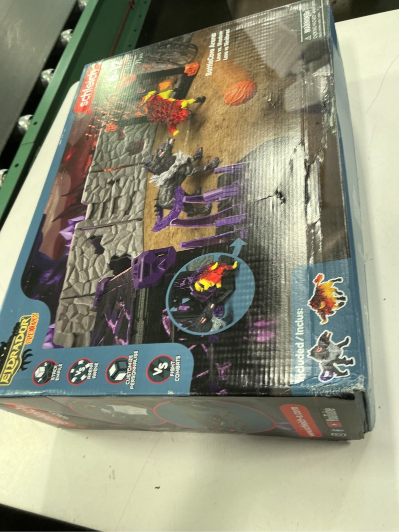 Condition photo showing New/Like New for Schleich Eldrador Creatures - 71 PC BattleCave Arena Lava Vs. Shadow Playset - Lava Bull and Shadow Hound Set - Animal Monster Figurines for Boys and Girls - Fun Beast Toys for Kids Ages 7+ | 42673 Lava Bull vs. Shadow Hound
