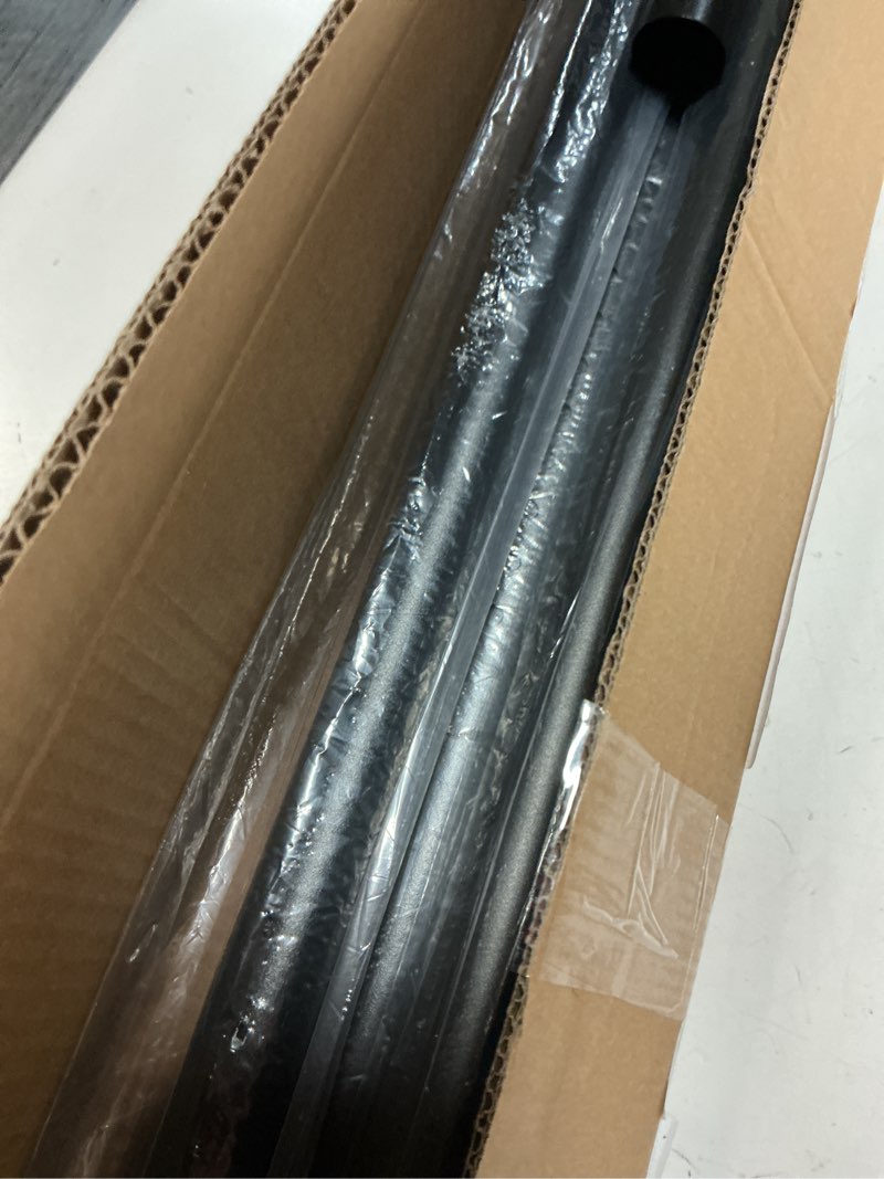 Condition photo showing As Is for tension curtain rod 43 to 162 inches (3.6 to 13.5 ft), 1.26" diameter spring adjustable heavy duty long large curtains pole for windows door bathroom patio outdoor no drilling, black 122-162 inch