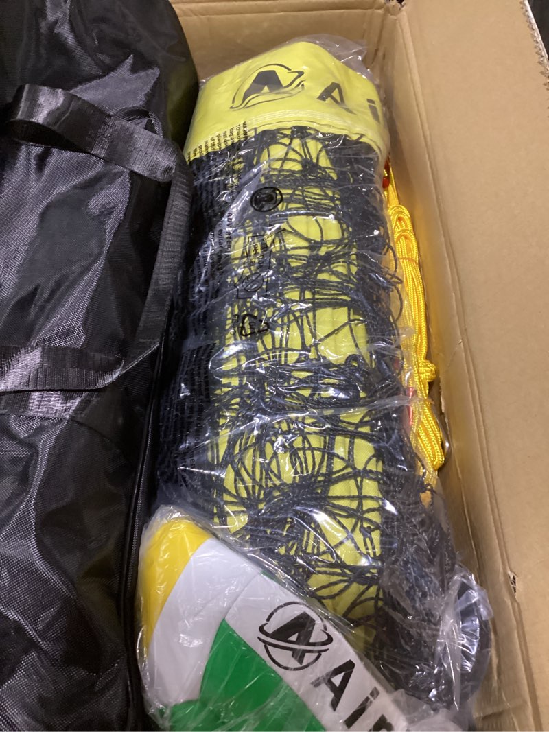 Condition photo showing Good Condition for heavy duty volleyball net outdoor with steel anti-sag system, adjustable aluminum poles, professional volleyball nets set for backyard and beach, volleyball and carrying bag yellow