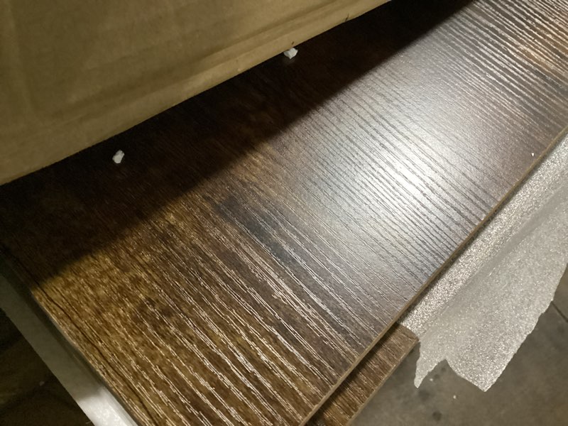 Condition photo showing Good Condition for Computer Desk, L Shaped Desk with Large Desktop, Corner Table with Monitor Stand PC Laptop Table Computer Workstation for Home Office (Rustic Brown)