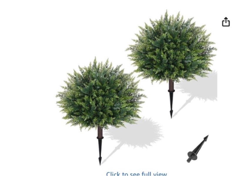 waipfaru artificial plants outdoor, 2pcs 23'' artificial cedar topiary with ground spike, uv-resista